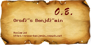 Orsós Benjámin névjegykártya