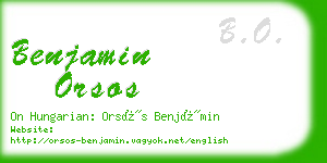 benjamin orsos business card